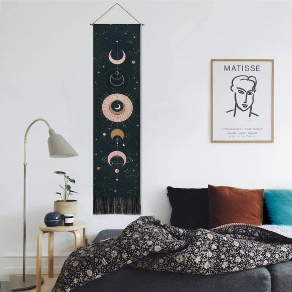 Free People Moon Phase Black Boho Wall Tapestry
